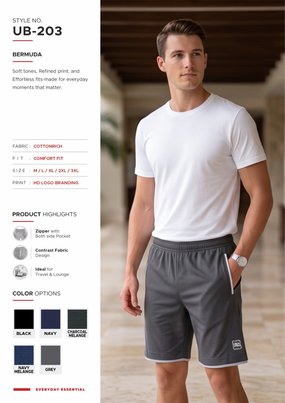 Men’s UB-203 Bermuda shorts - original supplied style card 92