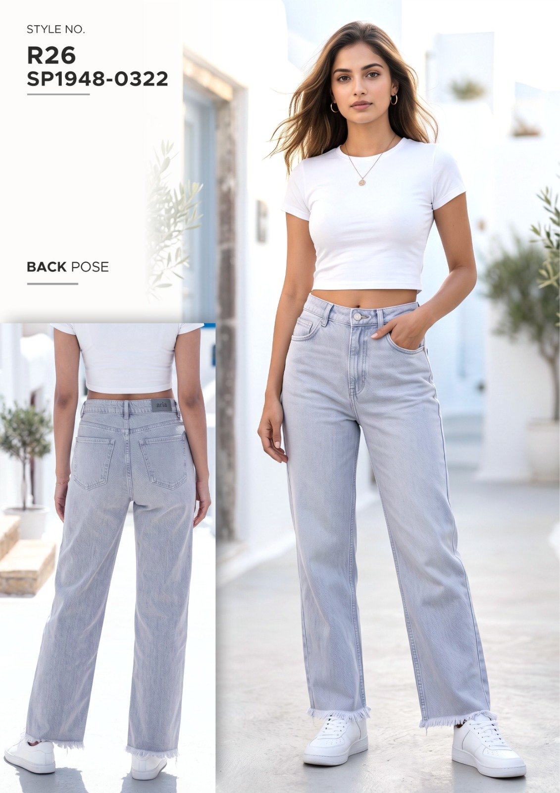Women’s Light Blue Wide-Leg Denim Jeans - illustrative garment style