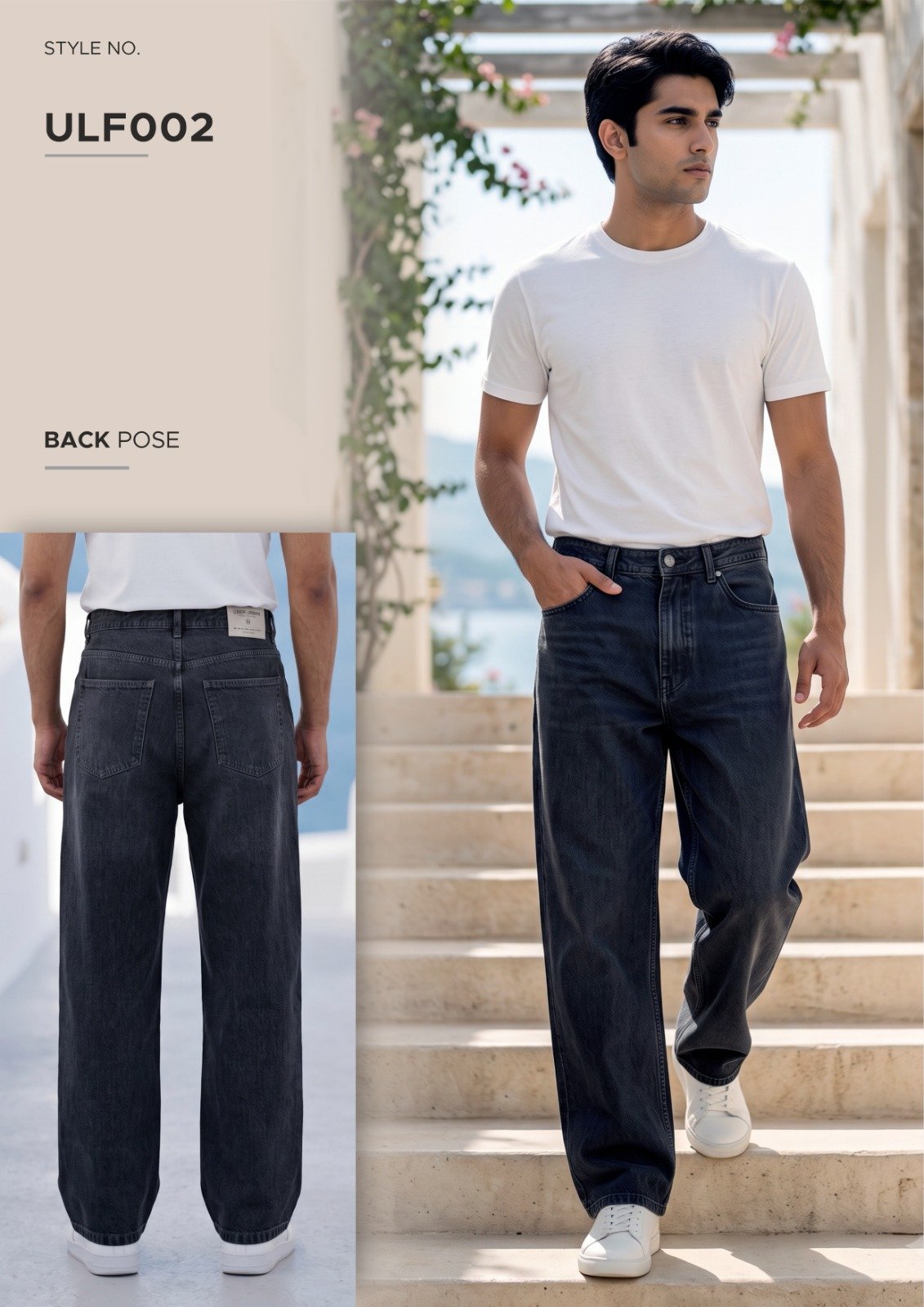 Men’s Dark Blue Denim Jeans - illustrative garment style