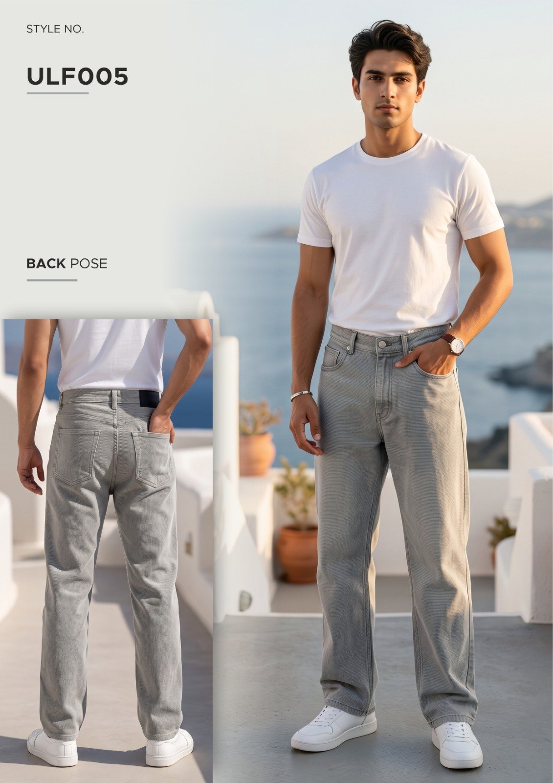 Men’s Grey Denim Jeans - illustrative garment style
