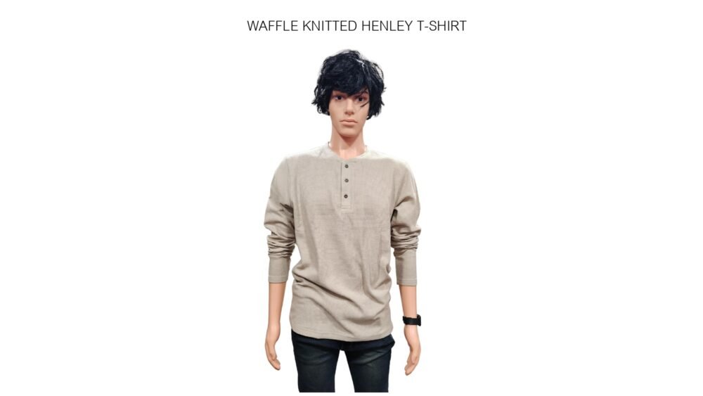 Waffle knitted Henley T-shirt