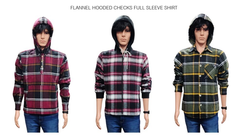 Flannel Hoodie Check Full Sleeve Shirt