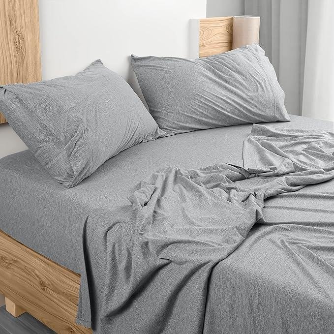 Jersey knit sheet set in grey | Raghuvir Lifestyle Jersey knit sheet set in grey
