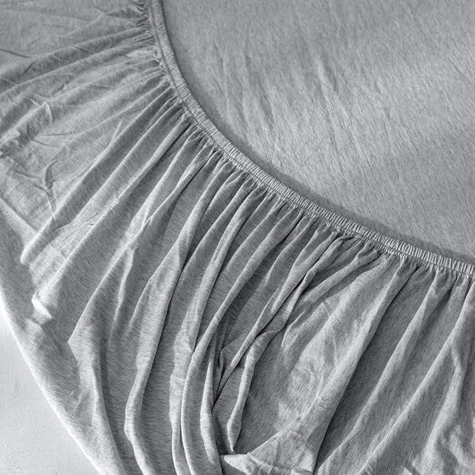 Knitted fitted sheet in grey, elasticated corner | Raghuvir Lifestyle Knitted fitted sheet in grey, elasticated corner
