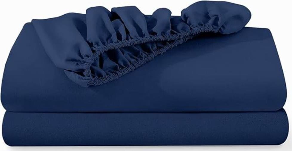 Knitted fitted sheet in navy blue | Raghuvir Lifestyle Knitted fitted sheet in navy blue