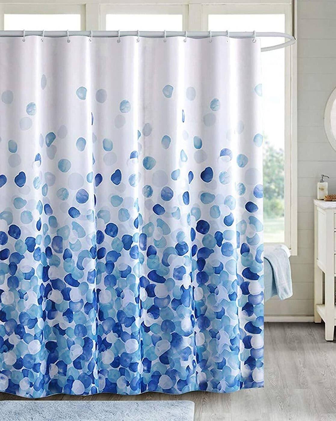Shower curtain in blue dots | Raghuvir Lifestyle Shower curtain in blue dots