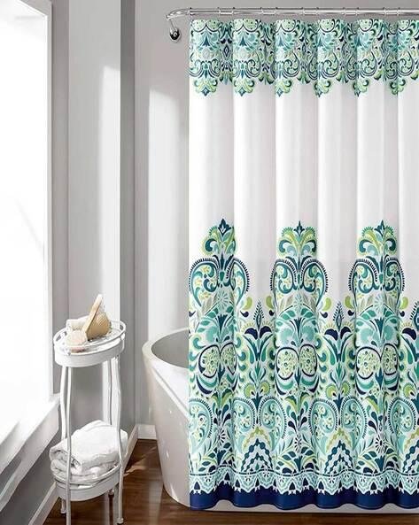 Shower curtain in green paisley | Raghuvir Lifestyle Shower curtain in green paisley