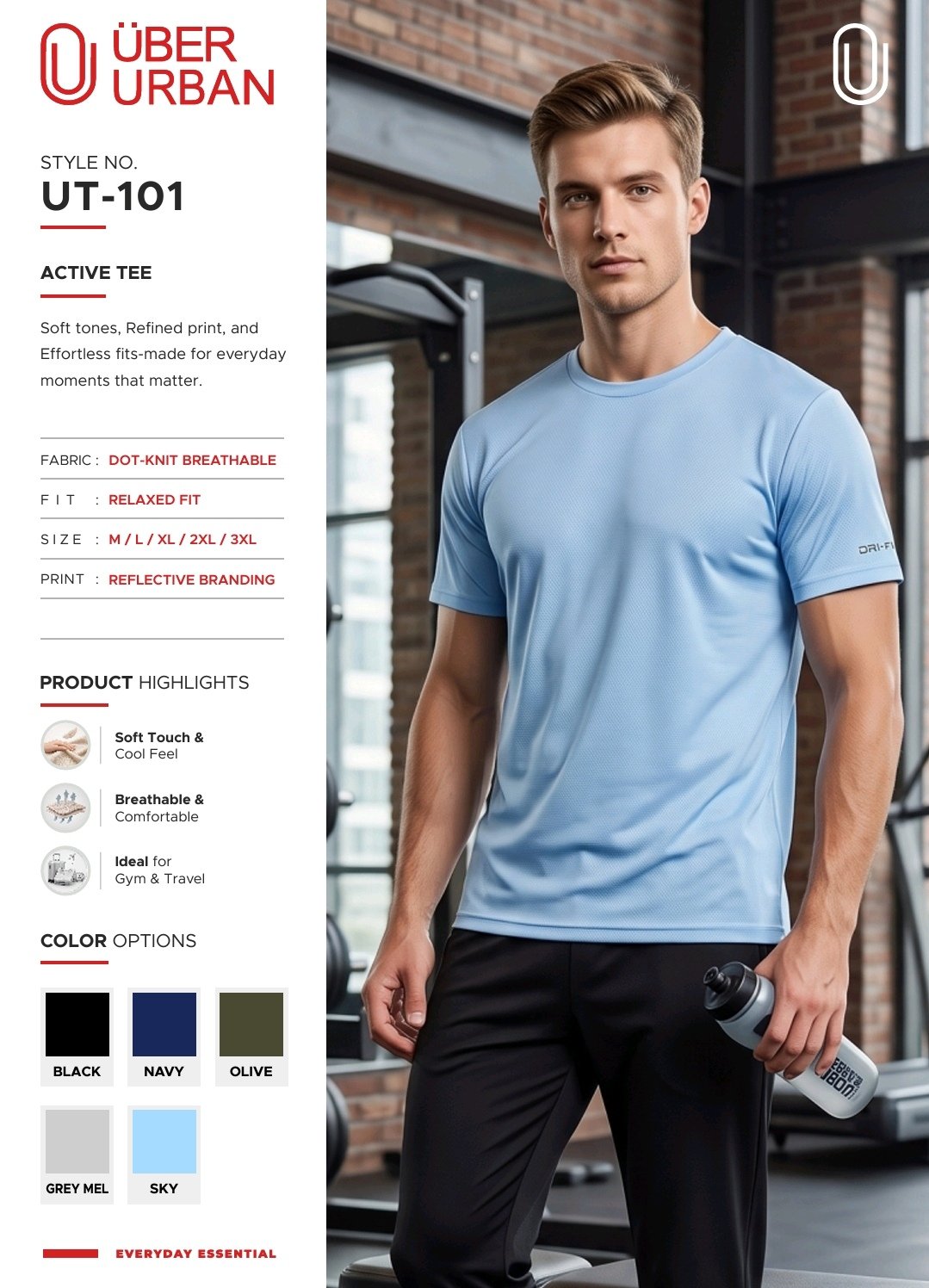 Uber Urban UT-101 men's active tee | Raghuvir Lifestyle Uber Urban UT-101 men's active tee