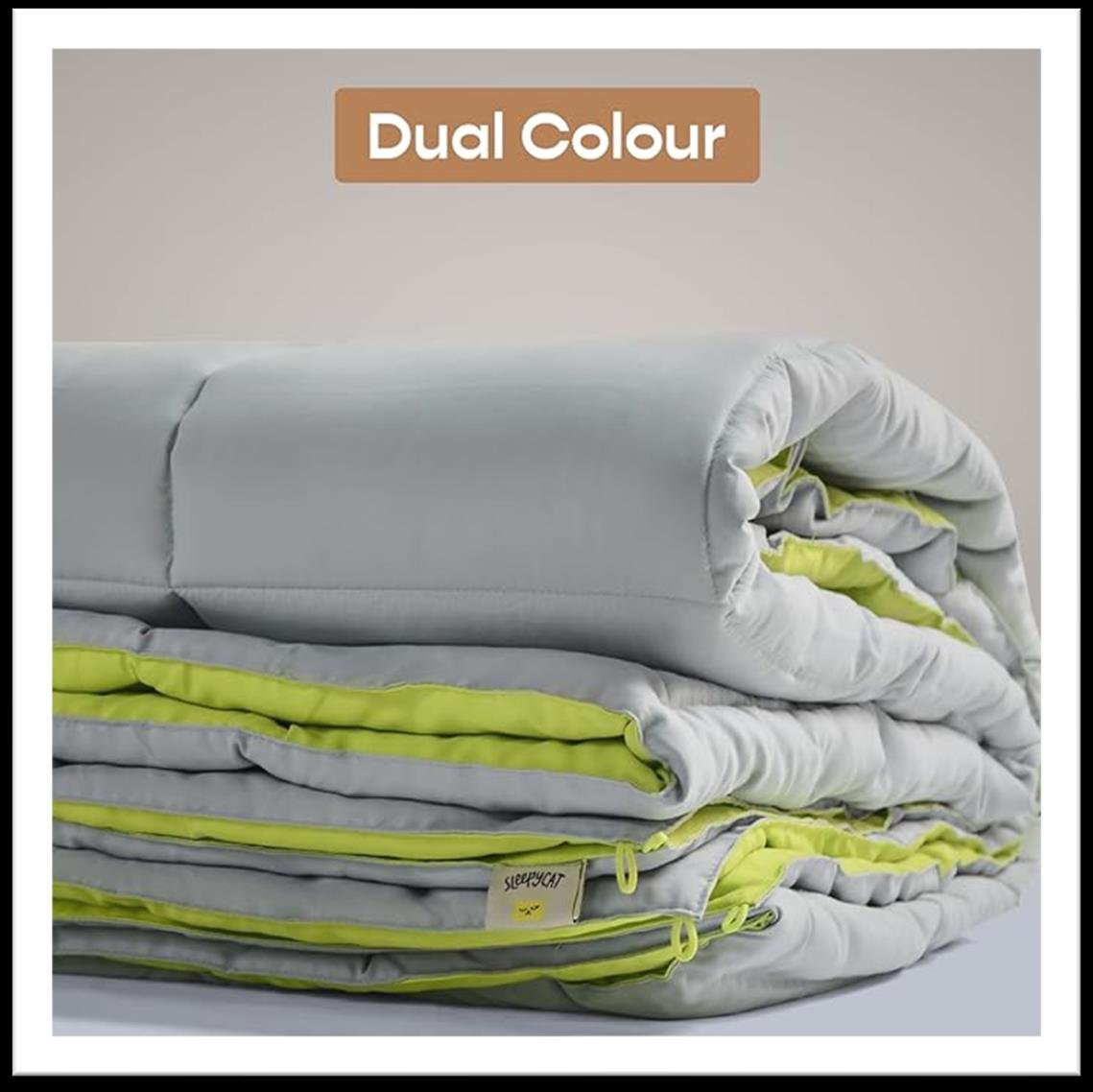 Dual colour quilt in grey and green | Raghuvir Lifestyle Dual colour quilt in grey and green