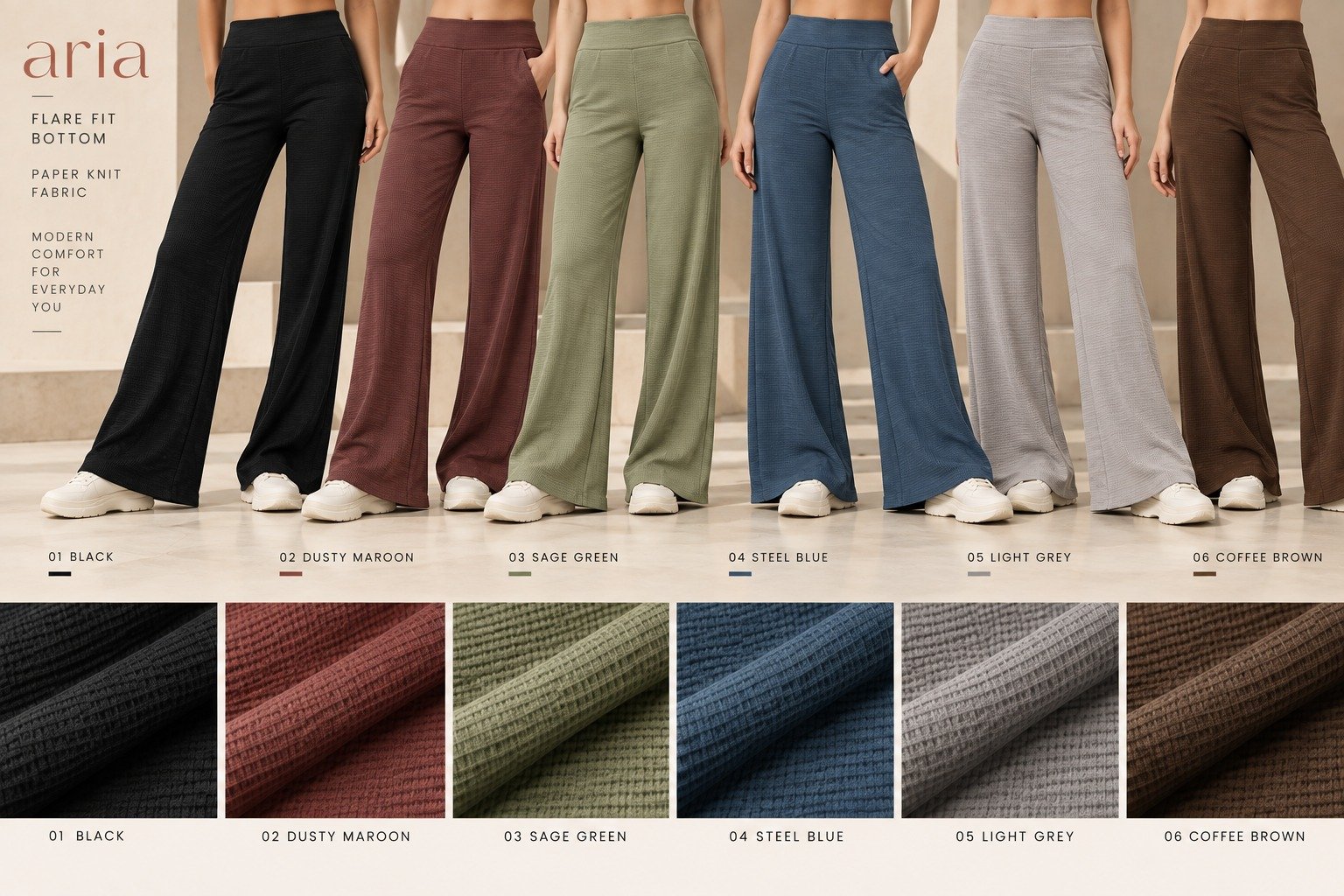 Women’s Aria flared bottoms in six colours | Raghuvir Lifestyle Women’s Aria flared bottoms in six colours