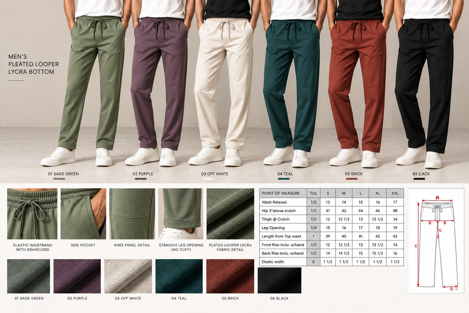 Men’s pleated drawstring bottoms in six colours | Raghuvir Lifestyle Men’s pleated drawstring bottoms in six colours