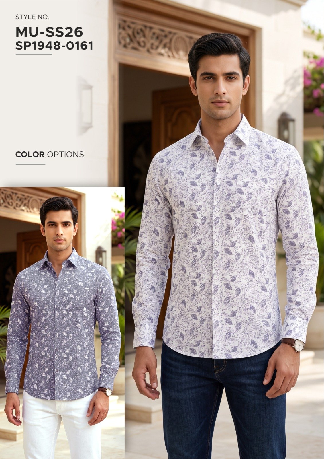 Men’s white patterned long-sleeve shirt - SP1948-0161 | Raghuvir Lifestyle Men’s white patterned long-sleeve shirt - SP1948-0161