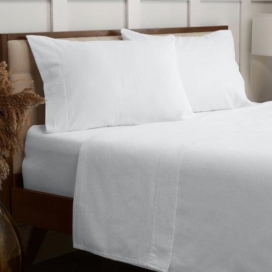 Cotton flannel sheet set in white | Raghuvir Lifestyle Cotton flannel sheet set in white
