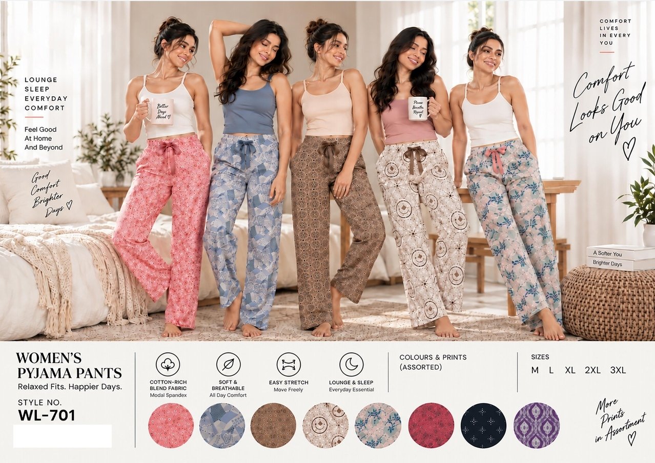 Women's WL-701 printed pyjama pants | Raghuvir Lifestyle Women's WL-701 printed pyjama pants