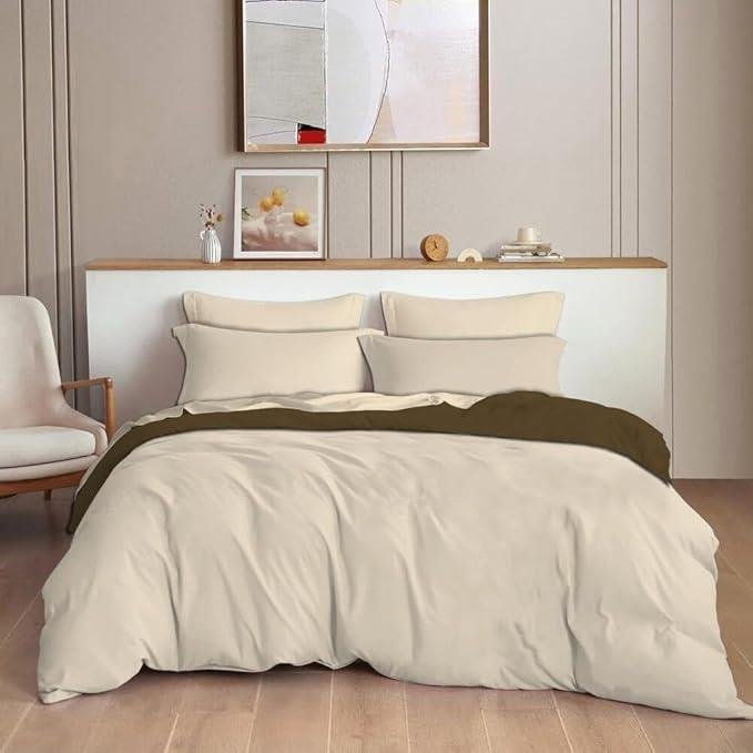 Beige and olive duvet cover set | Raghuvir Lifestyle Beige and olive duvet cover set