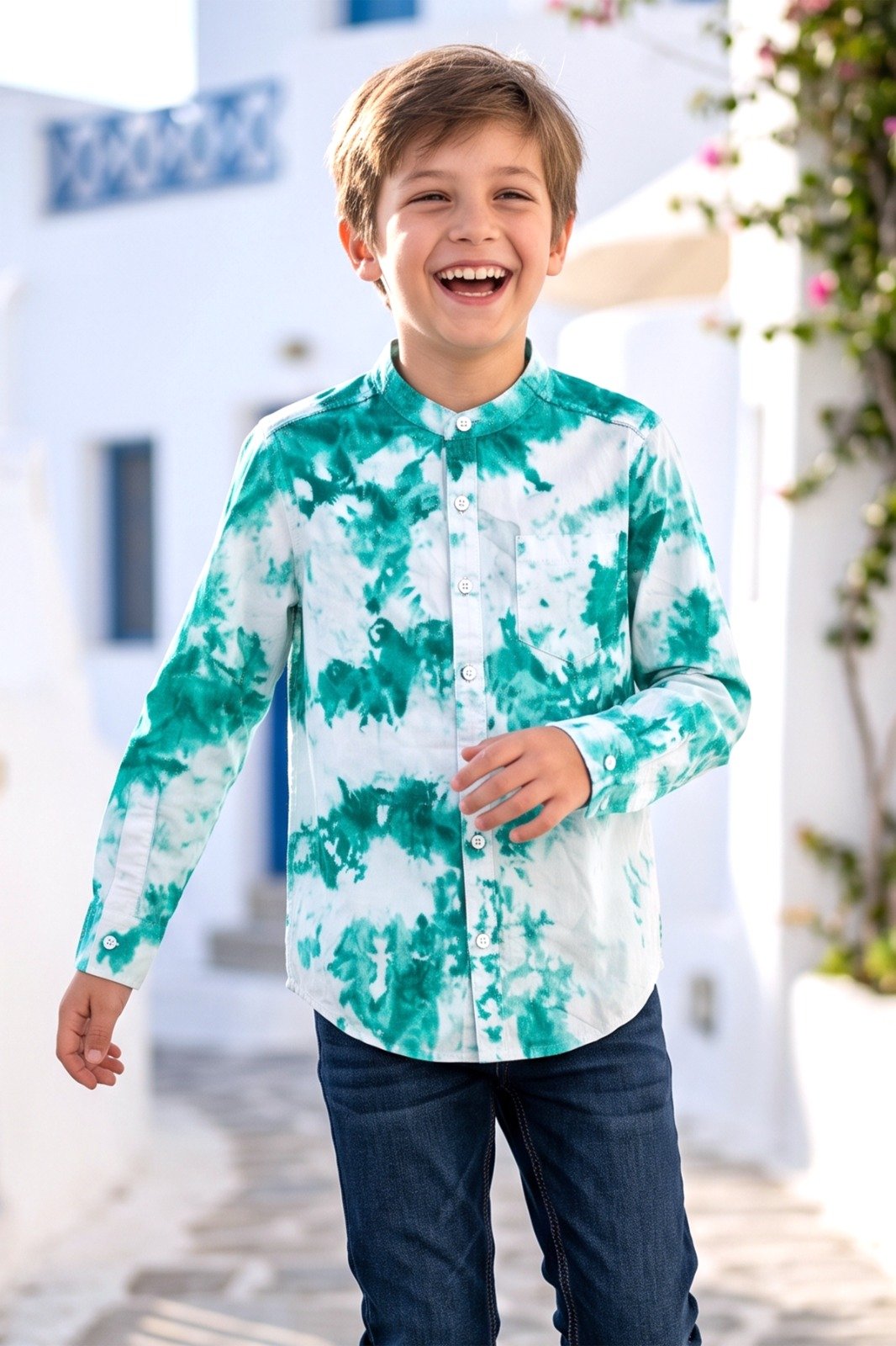 Green and white tie-dye shirt | Raghuvir Lifestyle Green and white tie-dye shirt