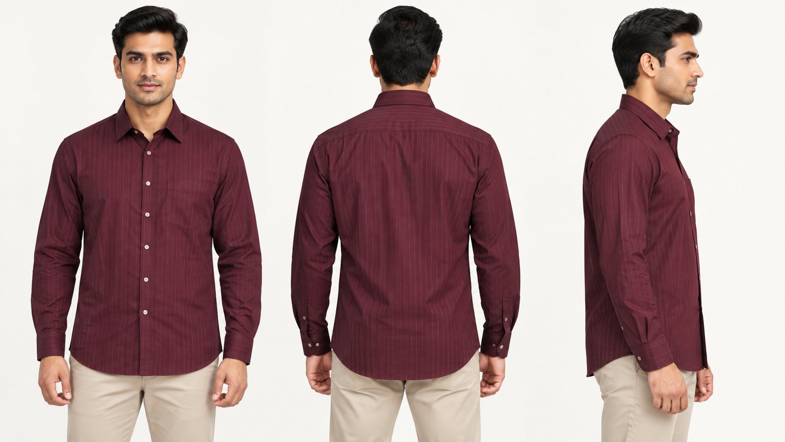 Men’s Maroon Long-Sleeve Shirt | Raghuvir Lifestyle Men’s Maroon Long-Sleeve Shirt