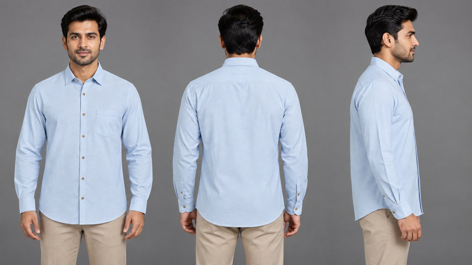 Men’s Light Blue Long-Sleeve Shirt | Raghuvir Lifestyle Men’s Light Blue Long-Sleeve Shirt