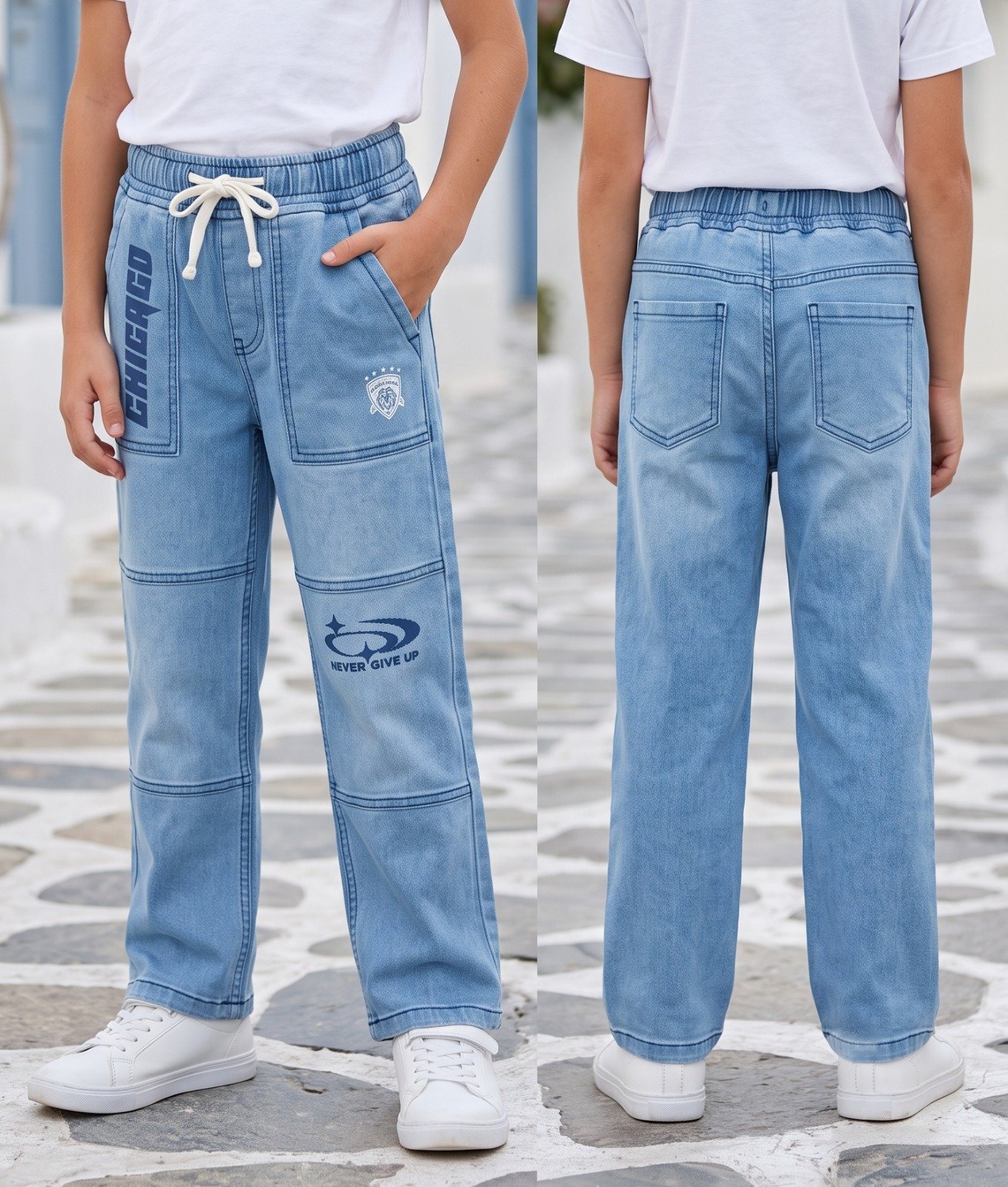 Light blue Chicago panel jeans | Raghuvir Lifestyle Light blue Chicago panel jeans