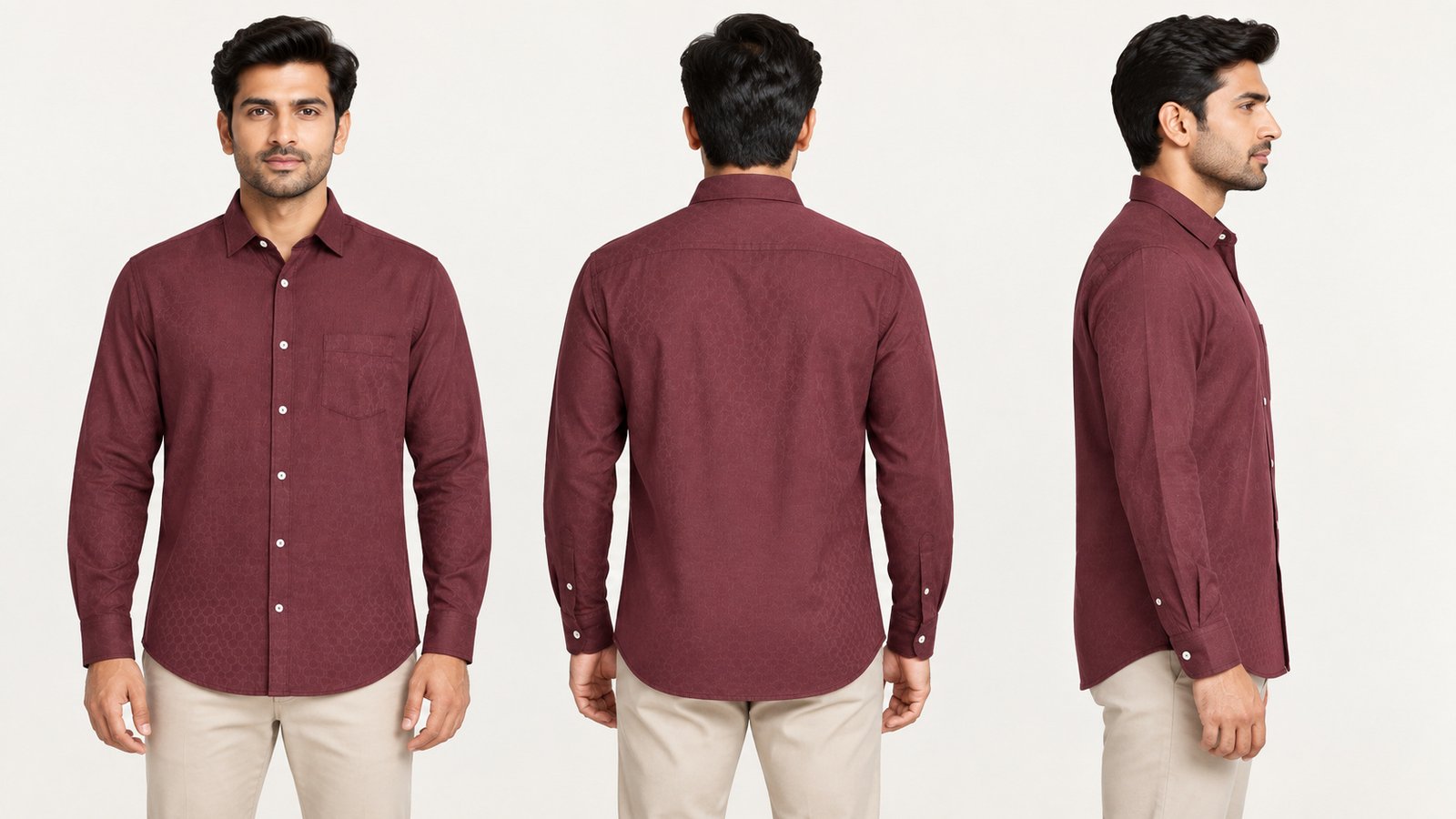 Men’s Maroon Long-Sleeve Shirt | Raghuvir Lifestyle Men’s Maroon Long-Sleeve Shirt