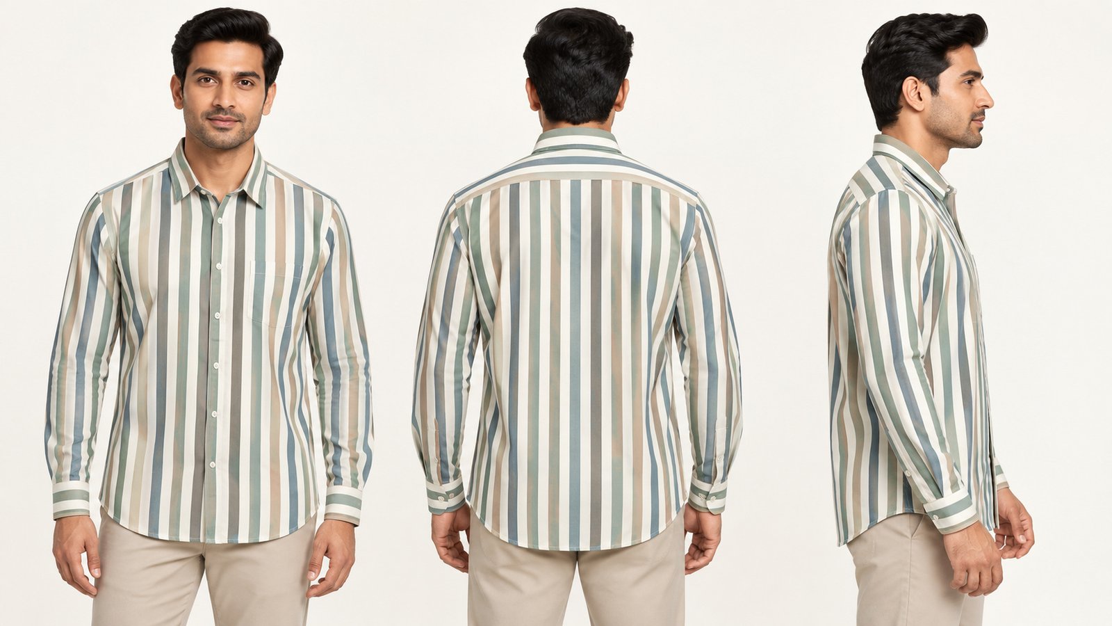 Men’s Multicolour Stripe Long-Sleeve Shirt | Raghuvir Lifestyle Men’s Multicolour Stripe Long-Sleeve Shirt