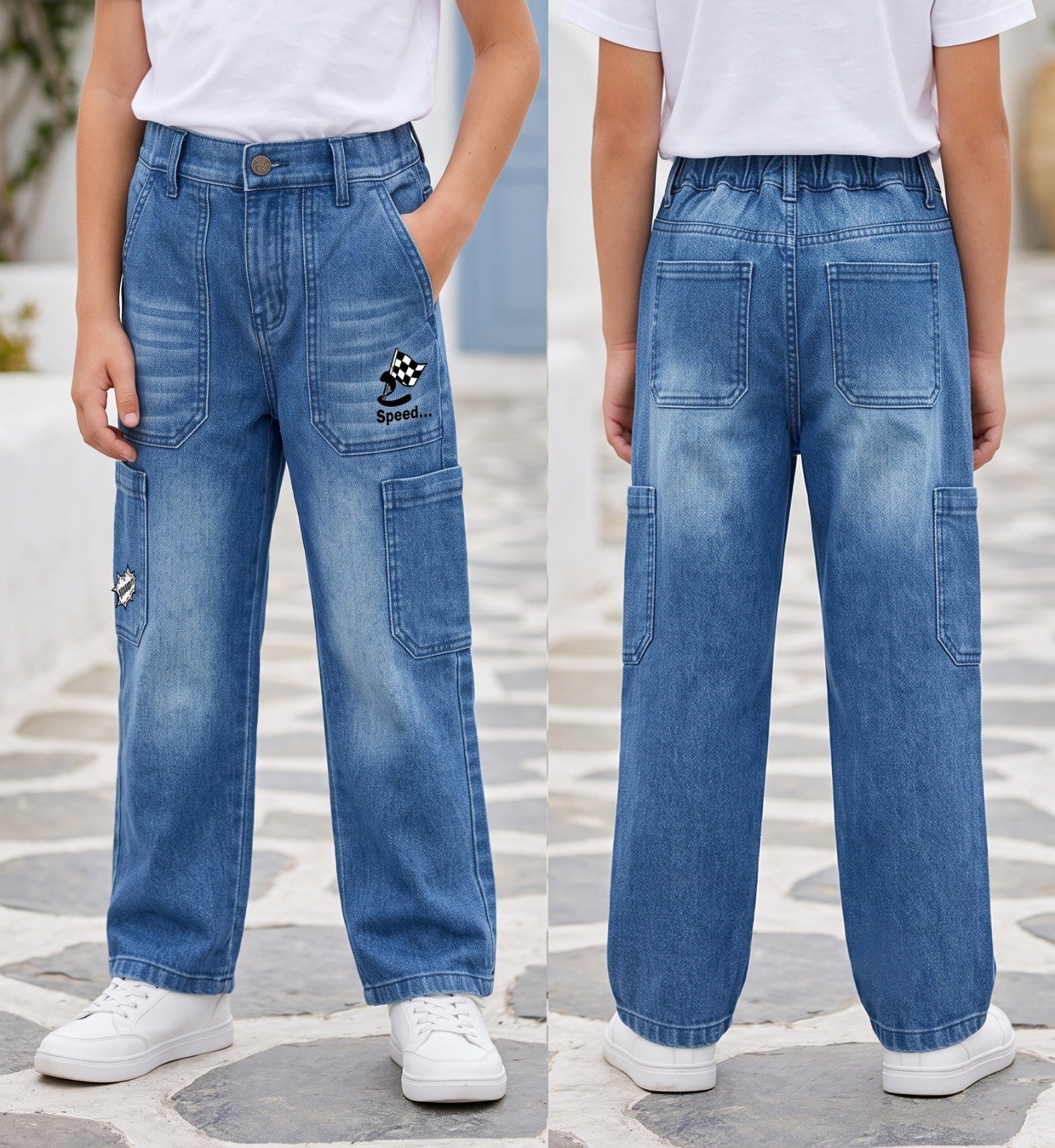 Blue Speed cargo jeans | Raghuvir Lifestyle Blue Speed cargo jeans