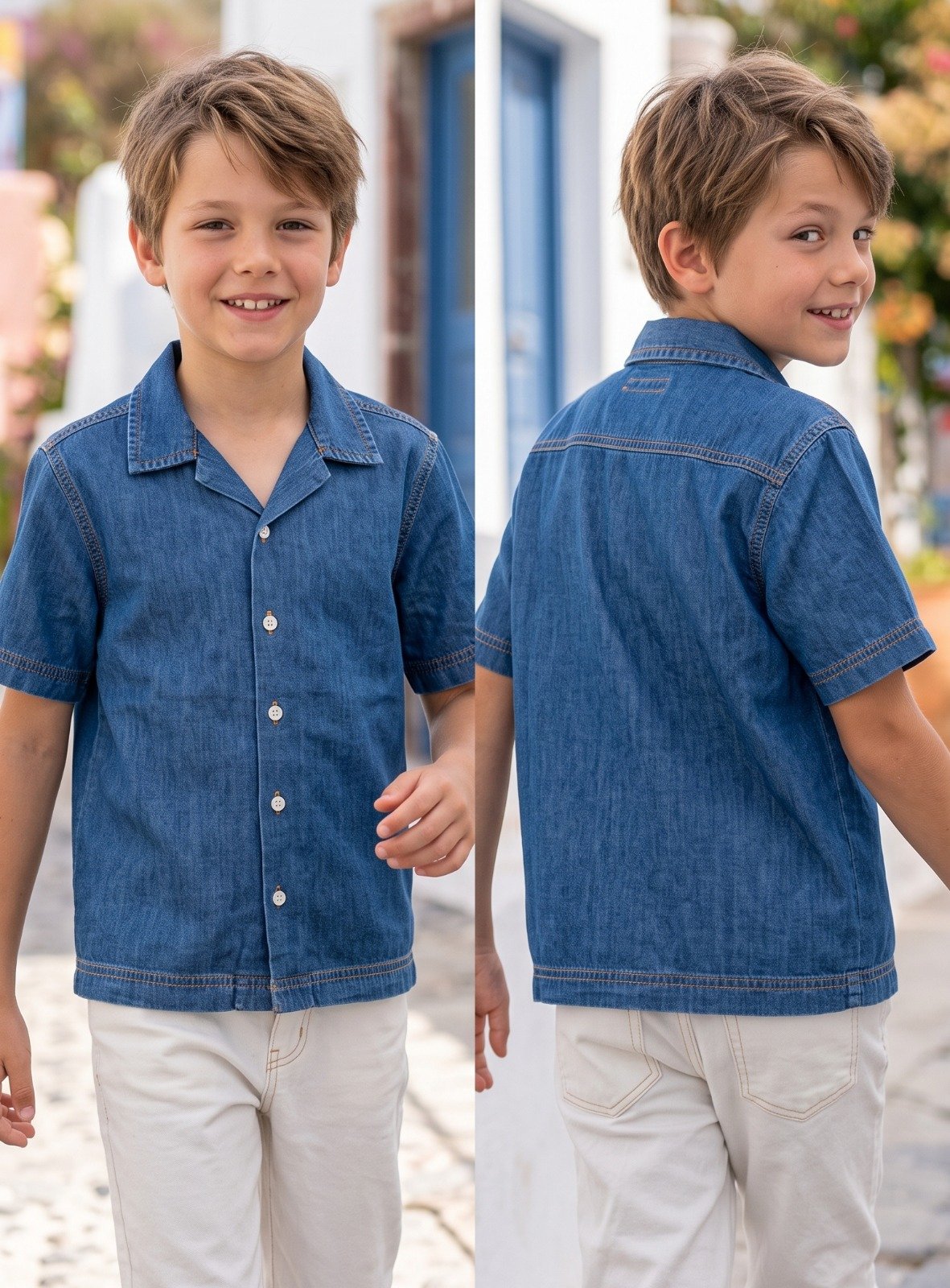 Blue camp collar denim shirt | Raghuvir Lifestyle Blue camp collar denim shirt