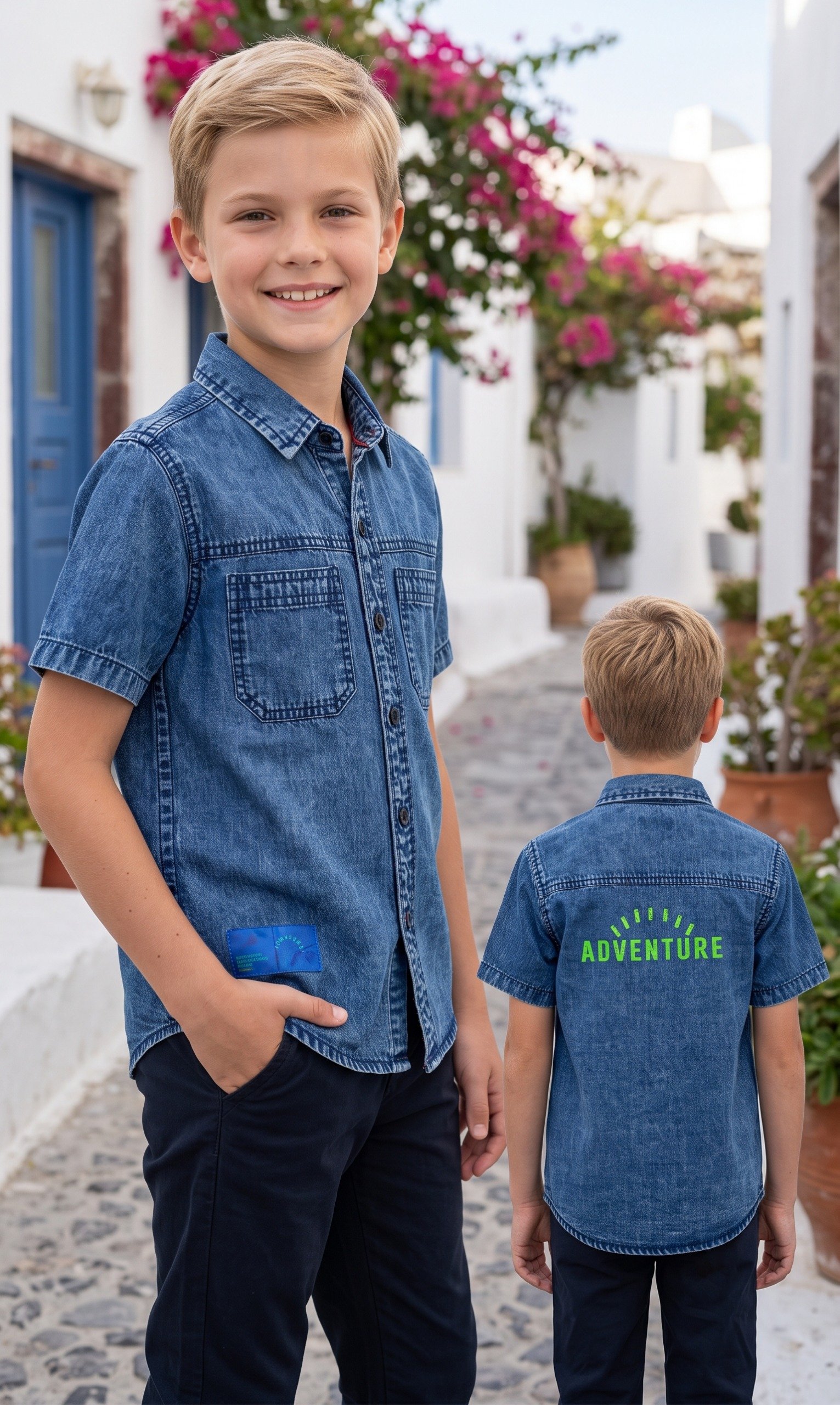 Blue denim Adventure shirt with back print | Raghuvir Lifestyle Blue denim Adventure shirt with back print