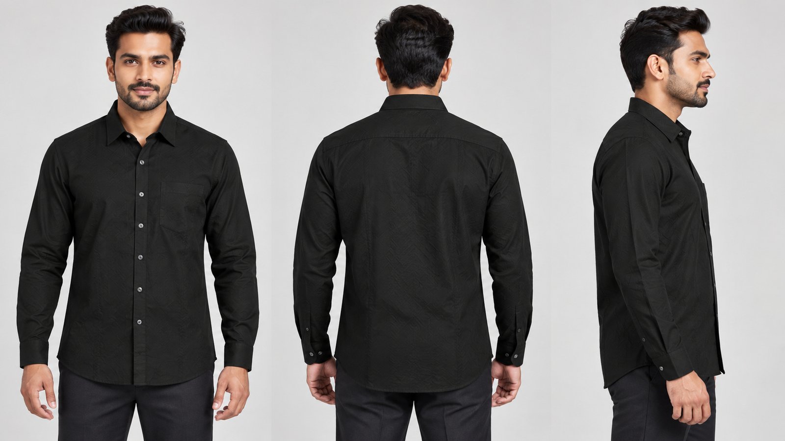 Men’s Black Long-Sleeve Shirt | Raghuvir Lifestyle Men’s Black Long-Sleeve Shirt
