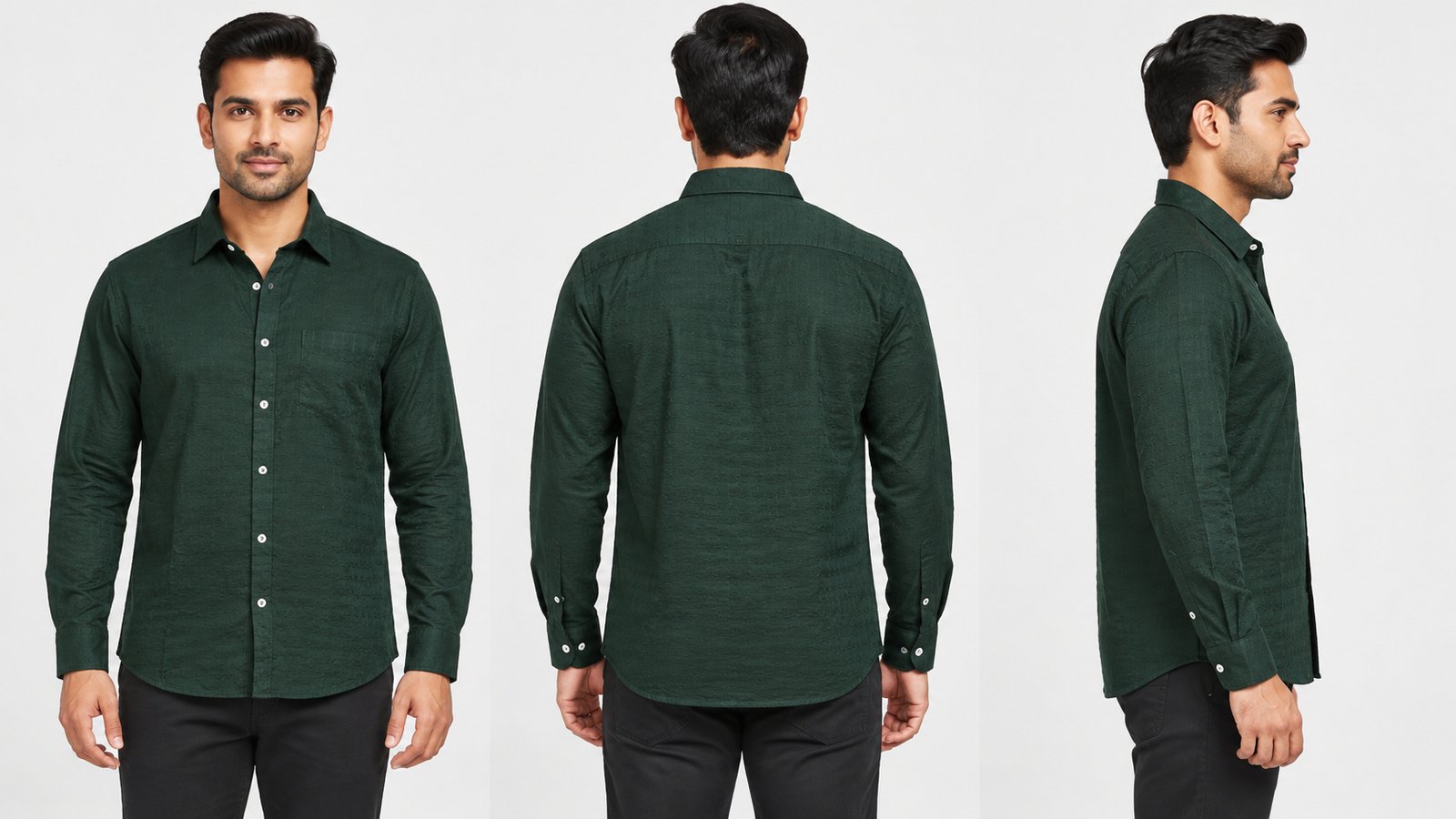 Men’s Dark Green Long-Sleeve Shirt | Raghuvir Lifestyle Men’s Dark Green Long-Sleeve Shirt