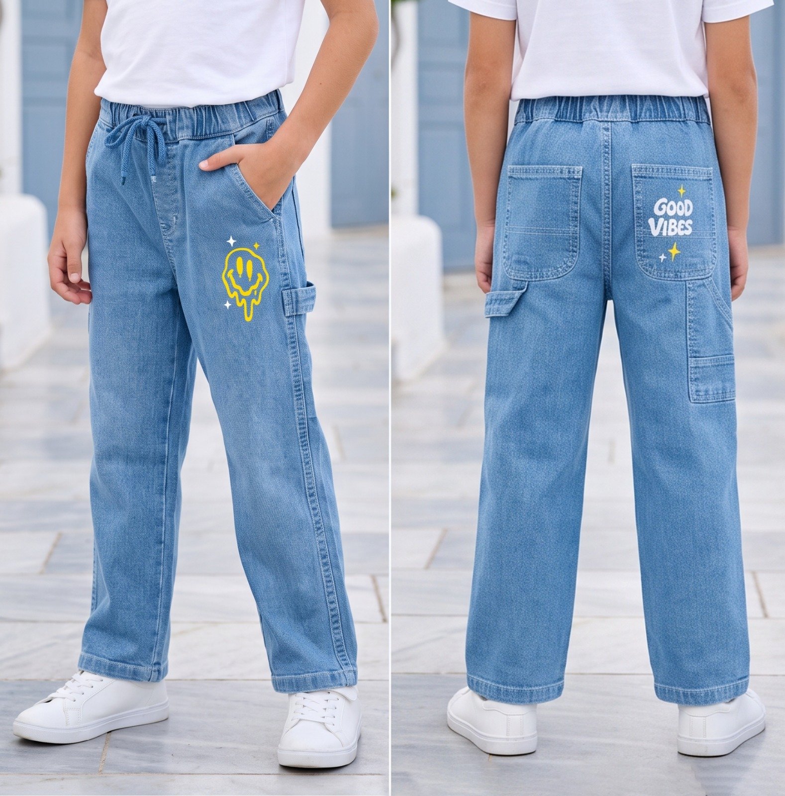 Blue Good Vibes carpenter jeans | Raghuvir Lifestyle Blue Good Vibes carpenter jeans