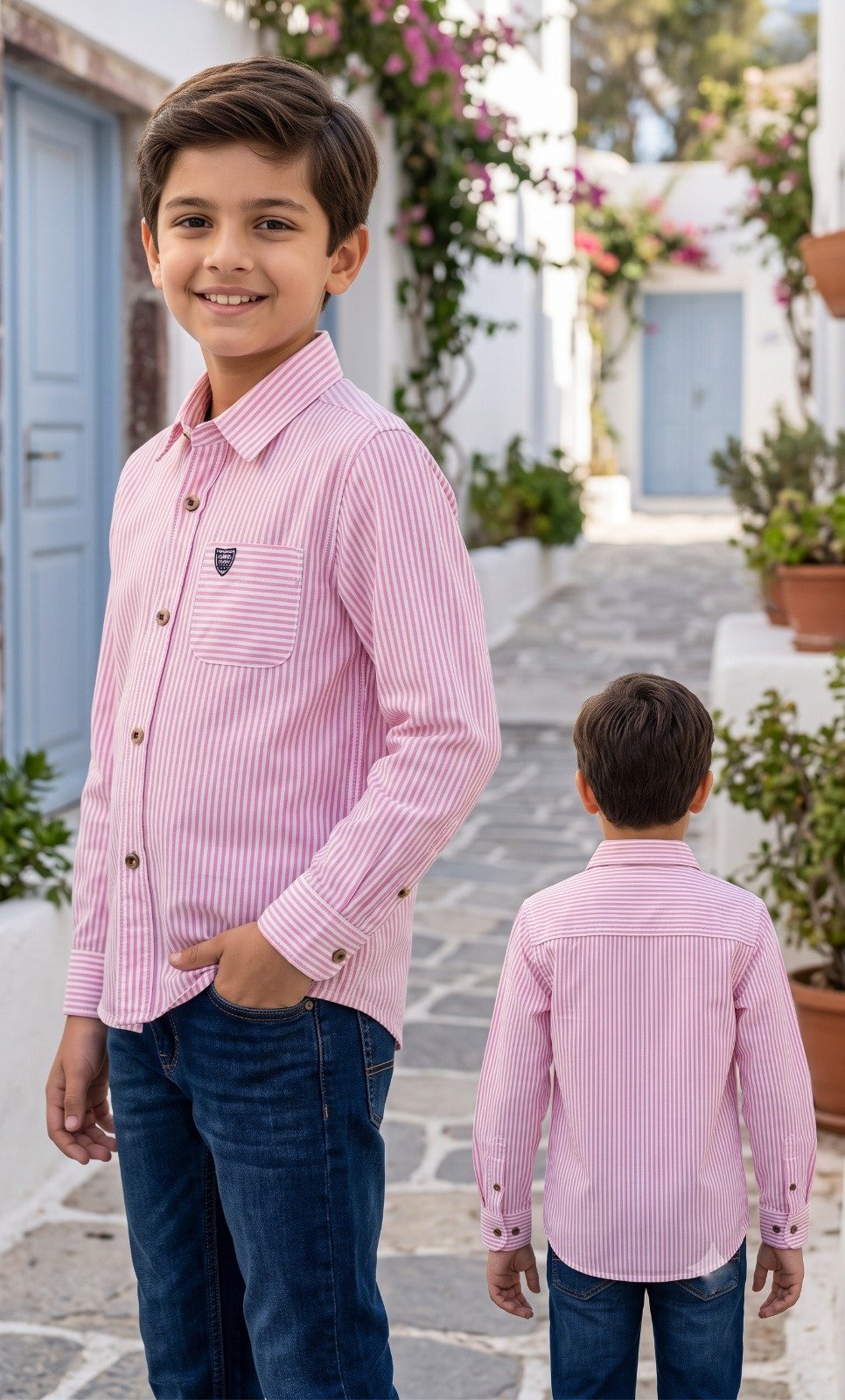 Pink striped long sleeve shirt | Raghuvir Lifestyle Pink striped long sleeve shirt