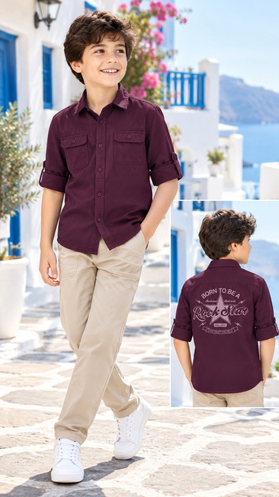 Maroon Rock Star utility shirt | Raghuvir Lifestyle Maroon Rock Star utility shirt