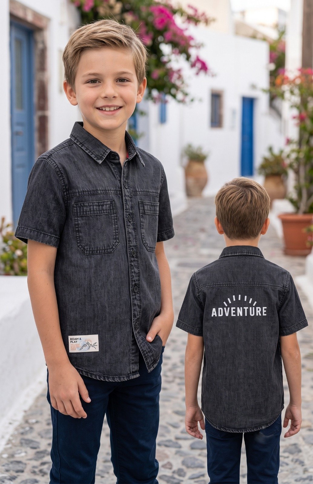Charcoal denim Adventure Roam and Play shirt | Raghuvir Lifestyle Charcoal denim Adventure Roam and Play shirt